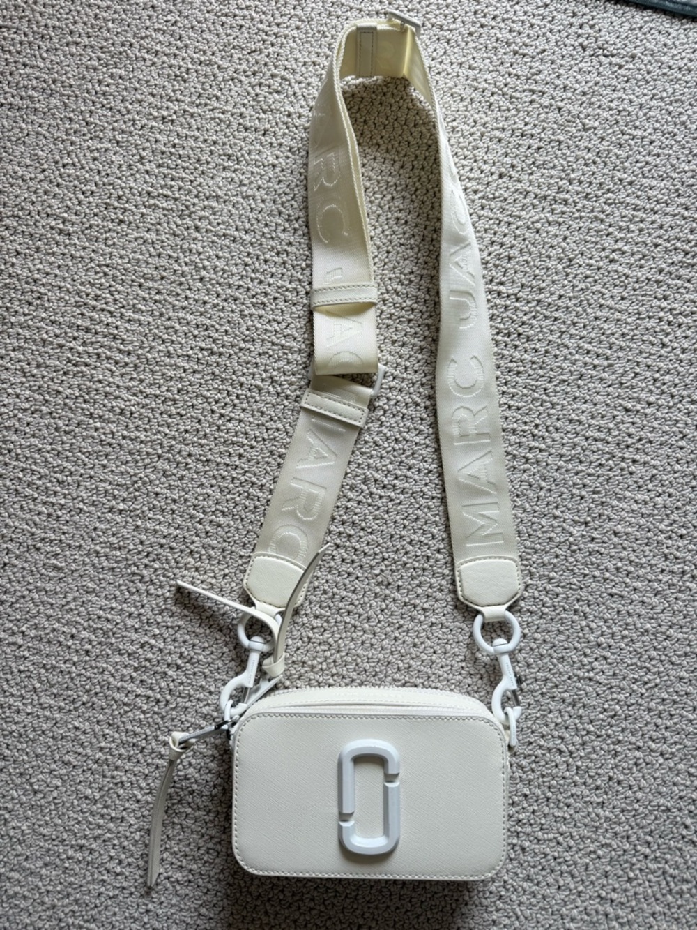 Marc Jacobs Ivory Logo-Striped Crossbody Camera Bag